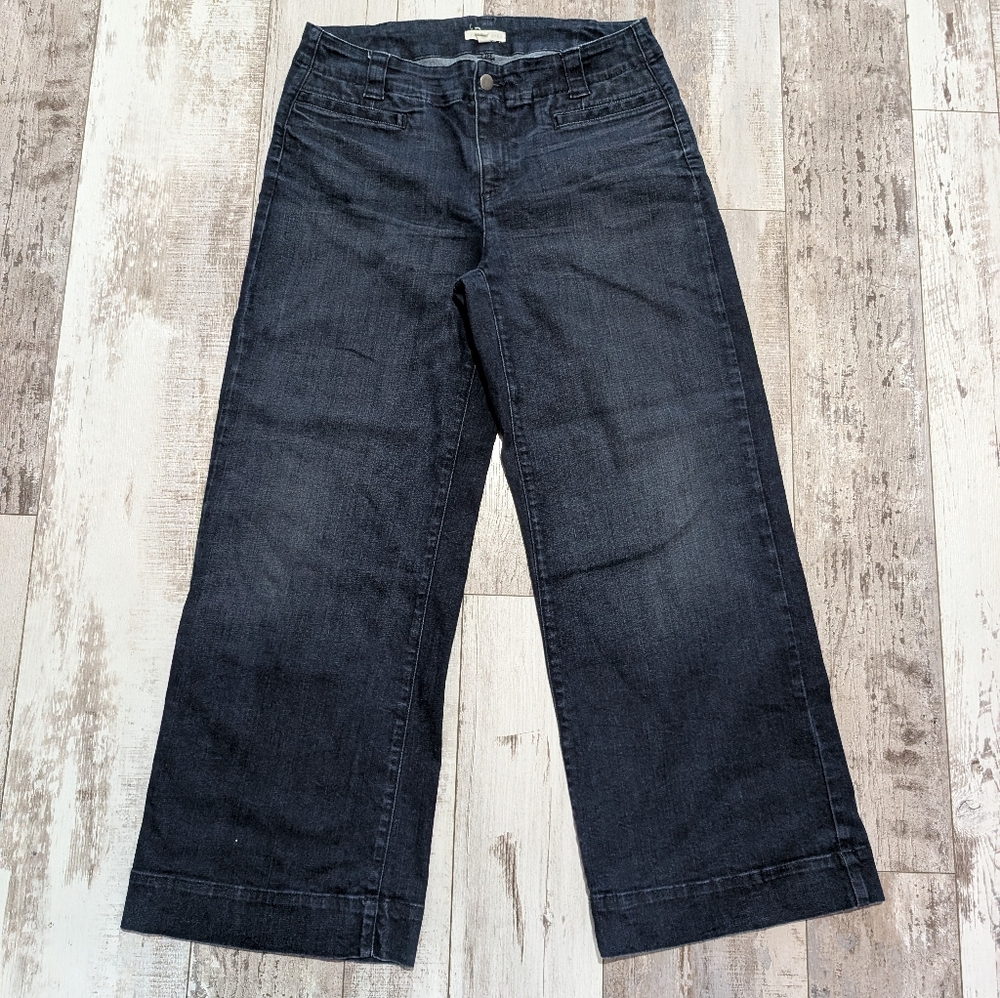 Eileen Fisher Wide Leg Cropped Jeans‎ Size 8 Dark Wash Jeans